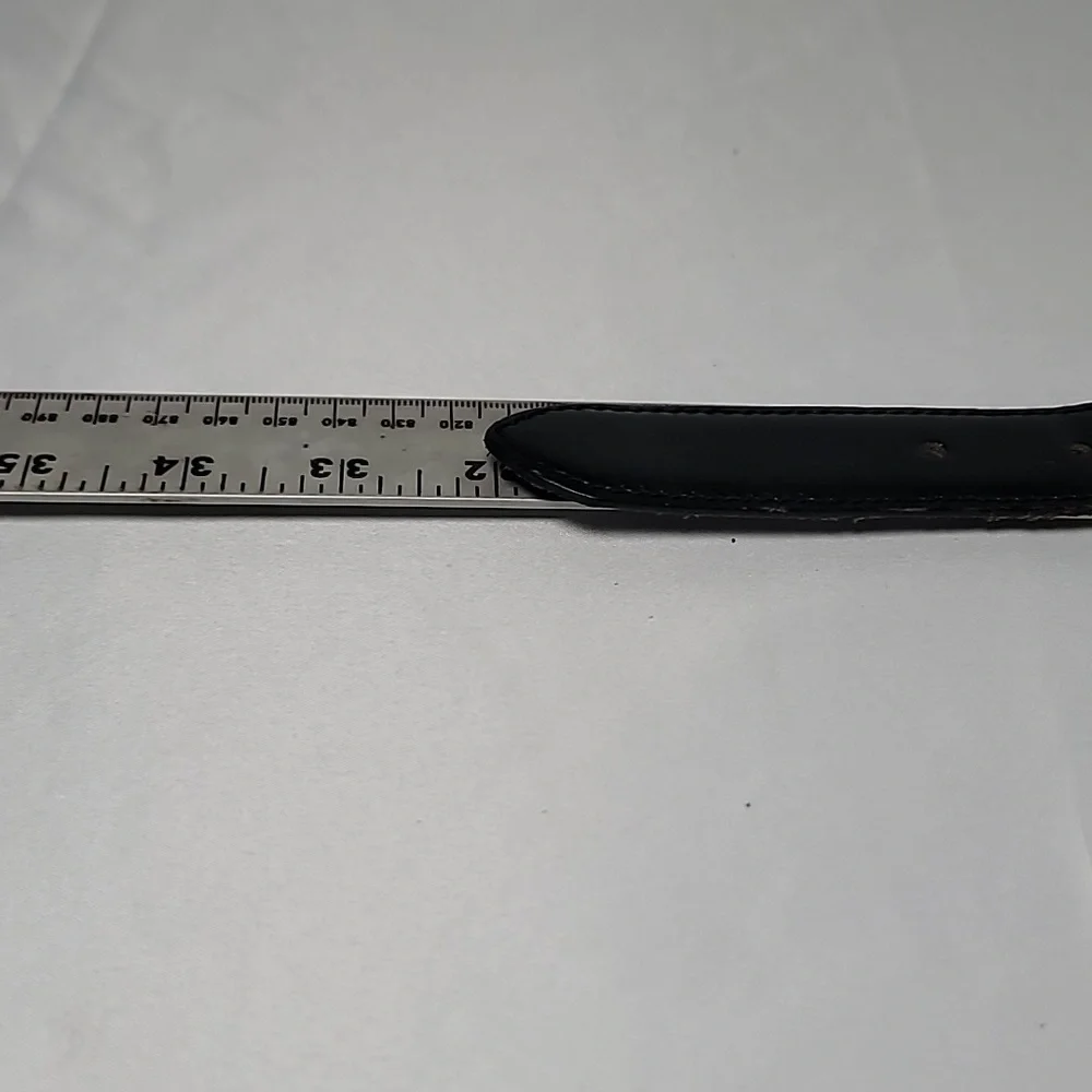 Fossil Black and Silver Tone Leather Belt size S